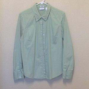 Green and white striped shirt